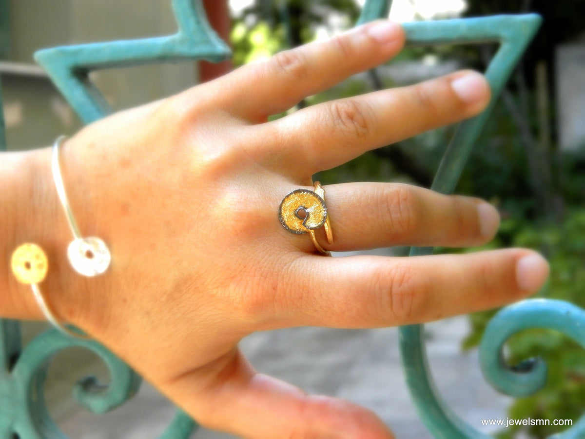 Real Leaf Gold Ring, Handmade Minimalist Jewelry, Organic Botanical Band, Unique Gift for Nature Lovers, 14K Gold Plated Sterling Silver 925