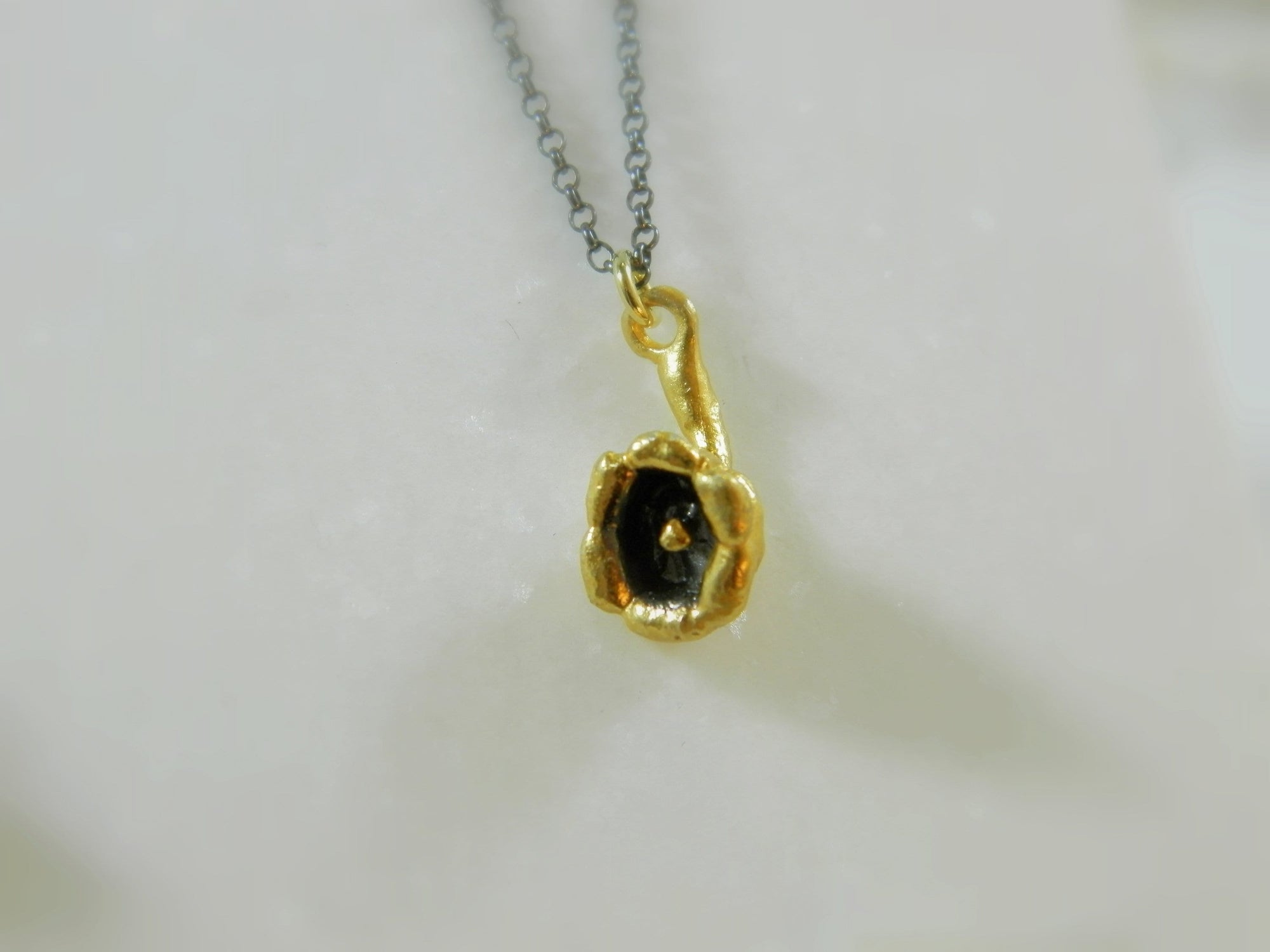 Lily of the Valley Pendant: Woodland Jewelry (Black Rhodium &amp; Gold Plated)-2