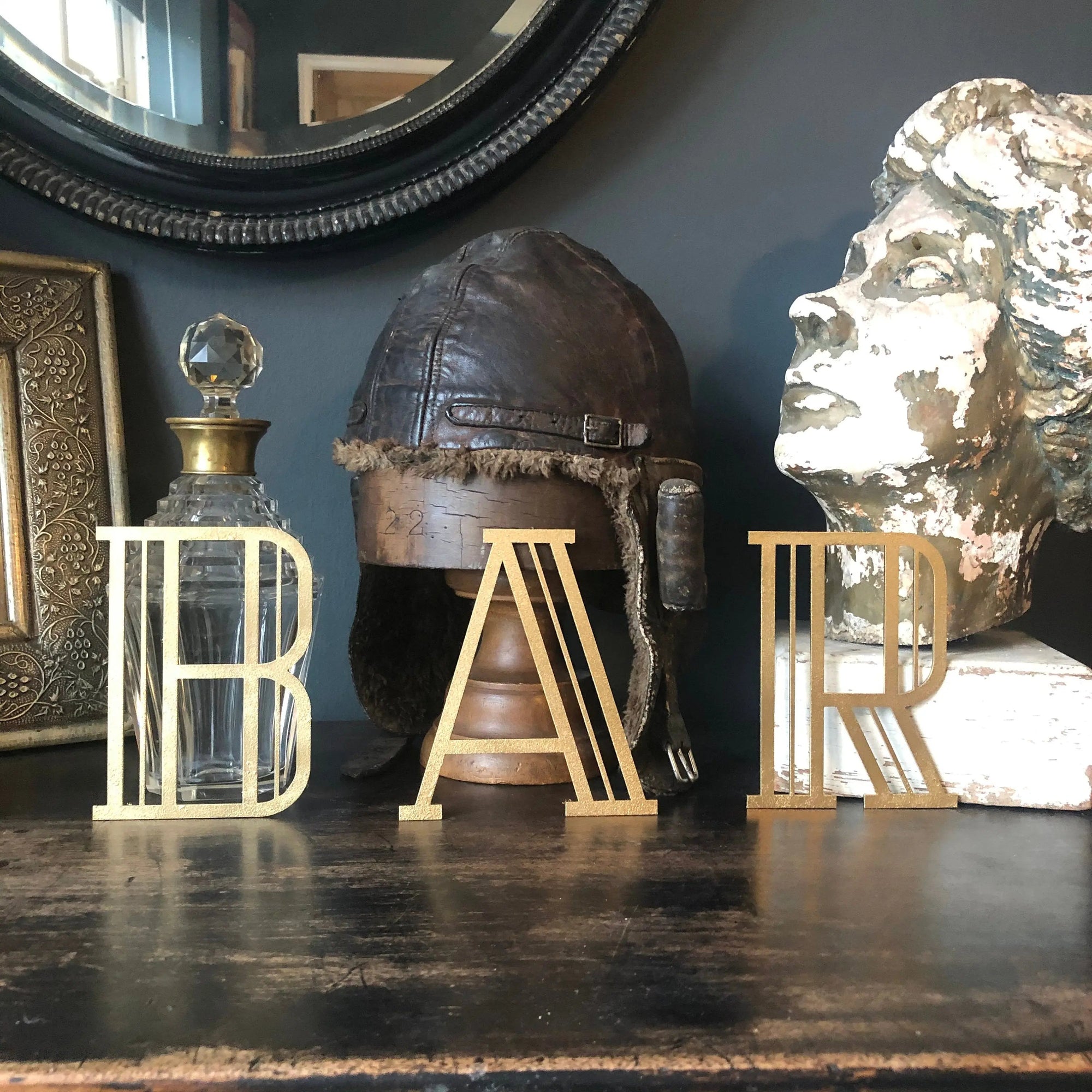 Gold Art Deco Metal Alphabet Letters – 5” or 12” Decorative Lettering A–Z