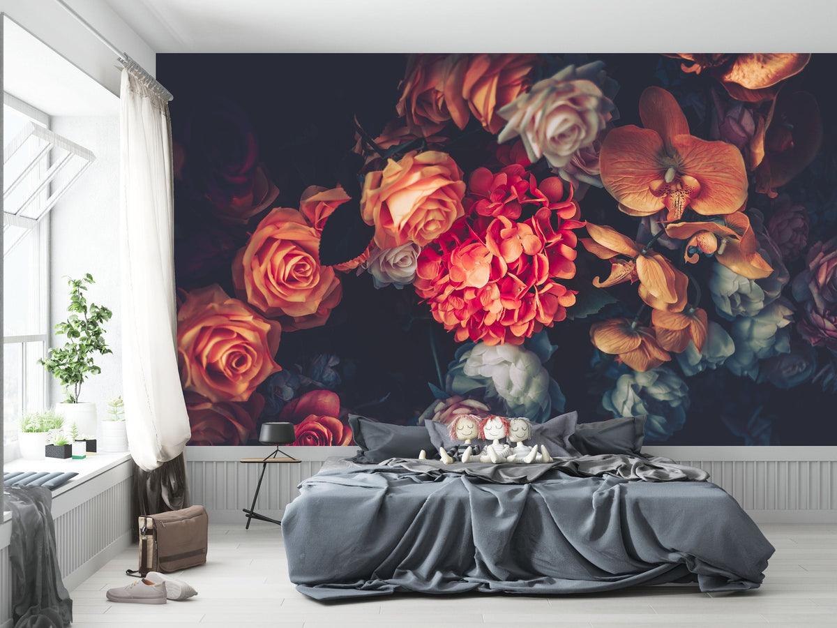 Beautiful Vintage removable Wallpaper Dark Dutch Flo... | Wonderwallsboutique