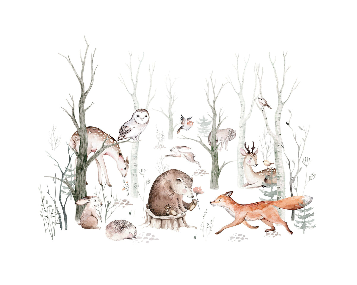 Forest Friends Wallpaper, Kids, Room, Wall Cover, Design, Nursery 