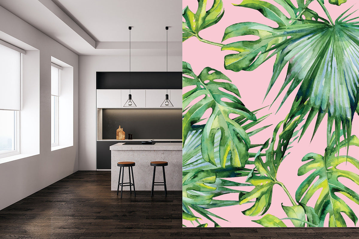 Pink Jungle wallpaper Peel and Stick | Wonderwallsboutique