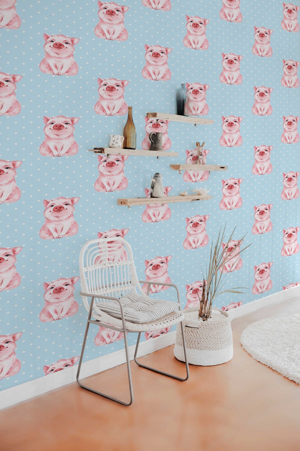 Peaceful Happy Pigs | Removable Wallpaper | Pattern 