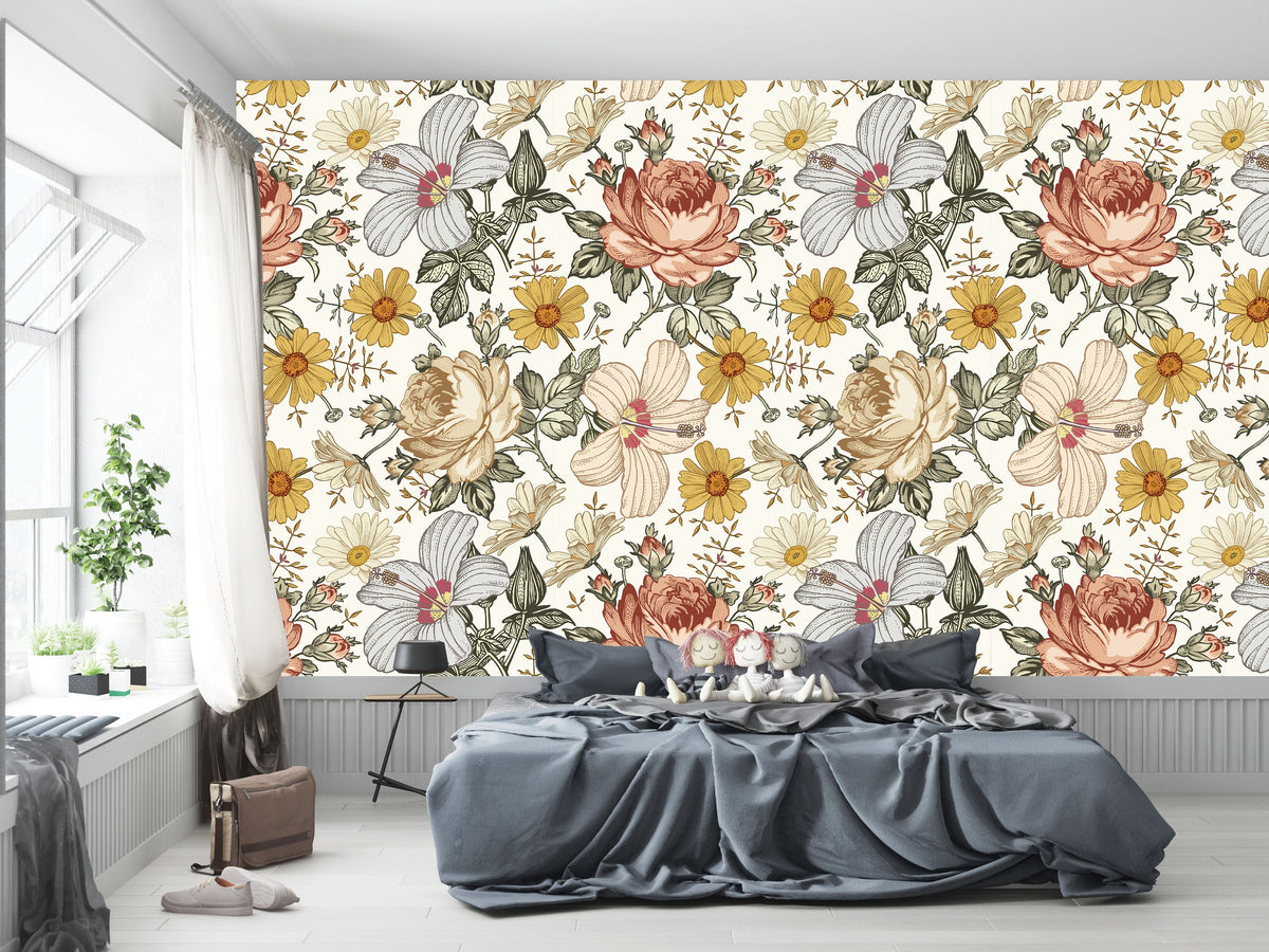 Madelyn Nursery Floral Decor Wallpaper Madelyn Nurse... | Wonderwallsboutique