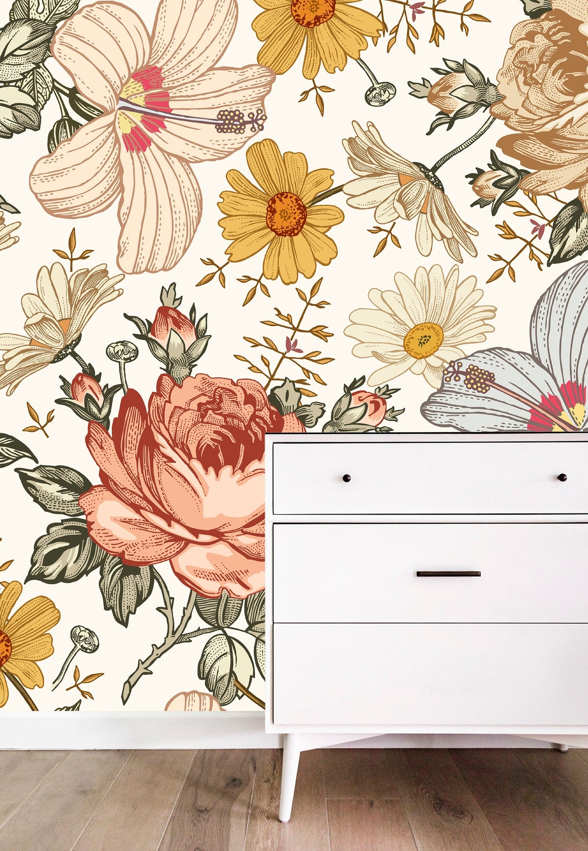 Madelyn Nursery Floral Decor Wallpaper Madelyn Nurse... | Wonderwallsboutique