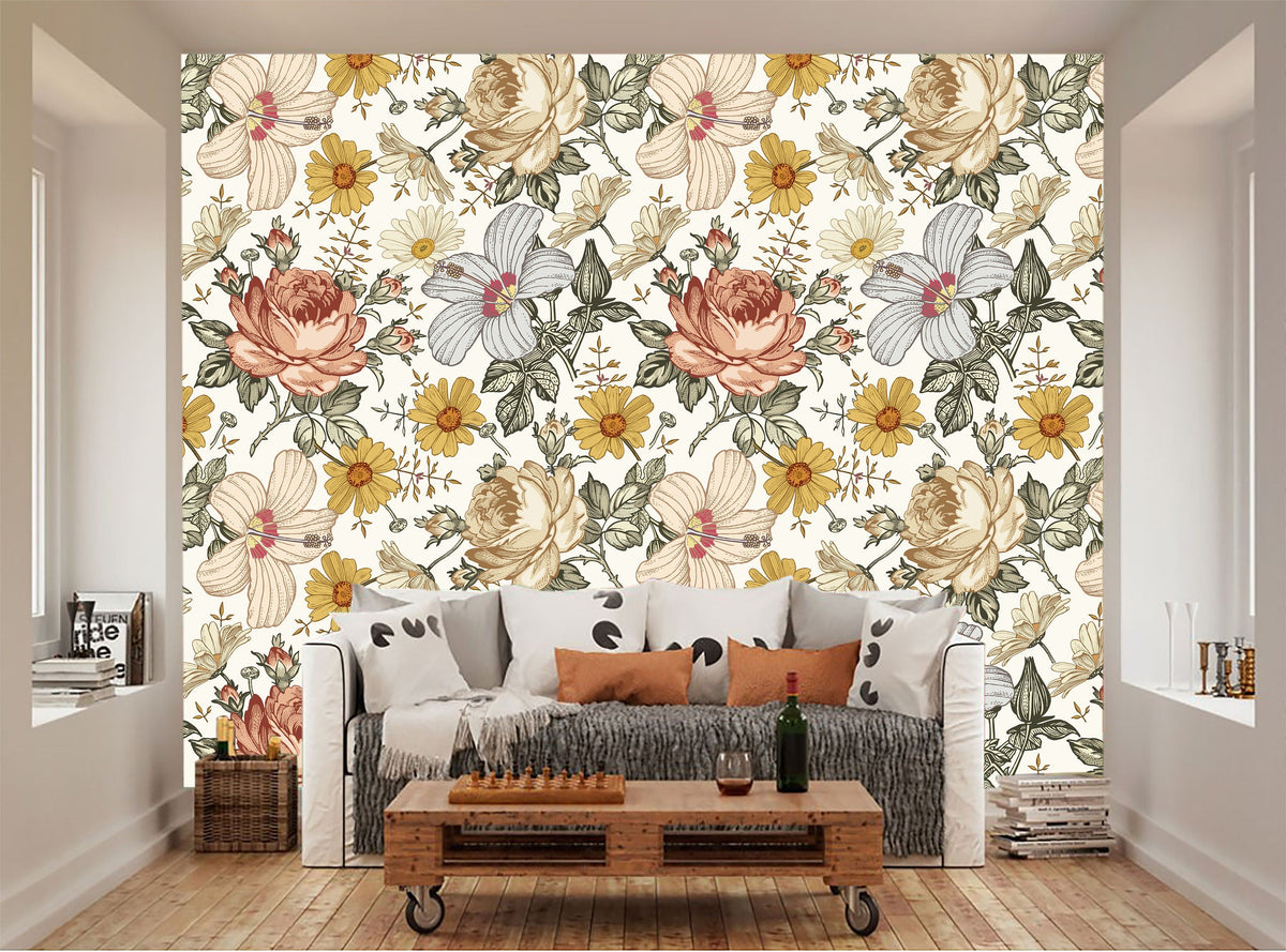 Madelyn Nursery Floral Decor Wallpaper Madelyn Nurse... | Wonderwallsboutique