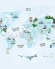 Blue World Map Wallpaper | Wonderwallsboutique