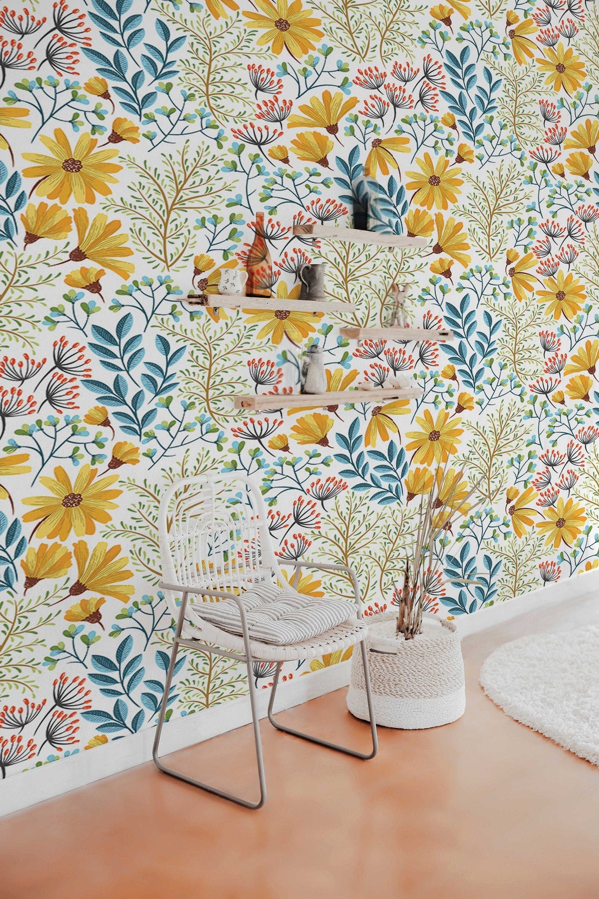 Field Colorful Flowers | Removable Wallpaper | Pattern 