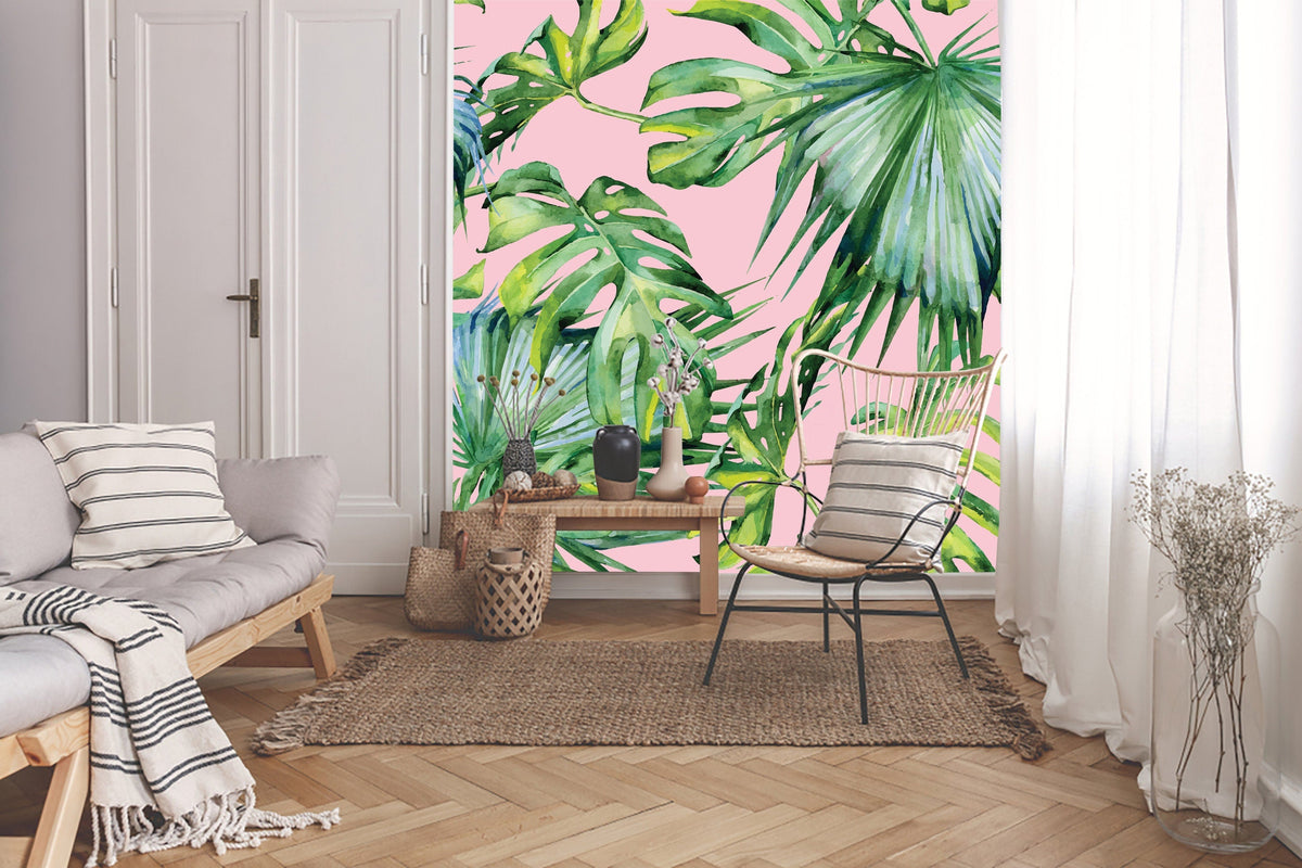 Pink Jungle wallpaper Peel and Stick | Wonderwallsboutique