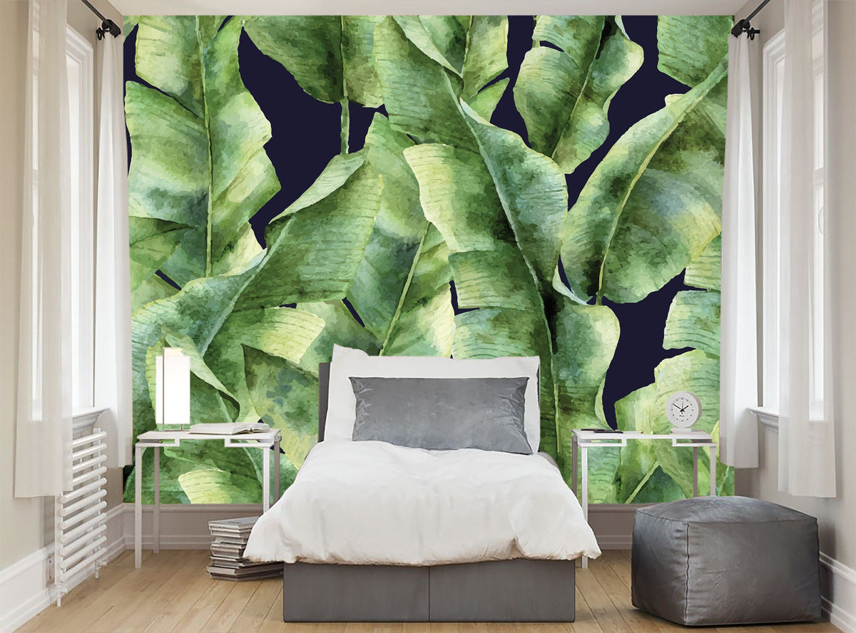 Tropical Banana Leaf Palm Tree Wallpaper Peel and Stick | Wonderwallsboutique
