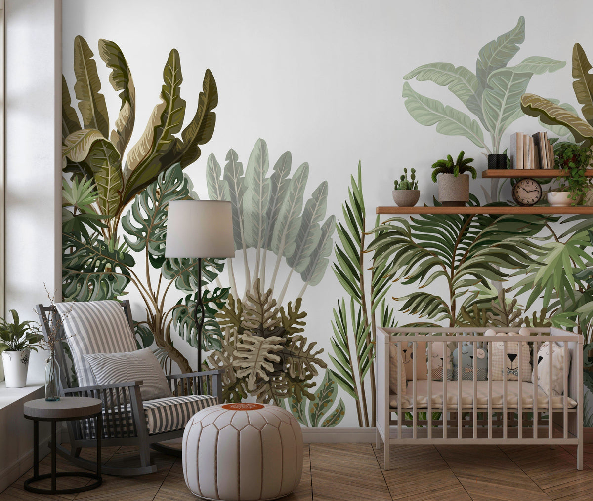Tropical Palm Leaves Nursery Wallpaper | Wonderwallsboutique