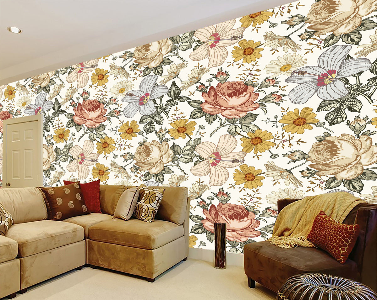 Madelyn Nursery Floral Decor Wallpaper Madelyn Nurse... | Wonderwallsboutique