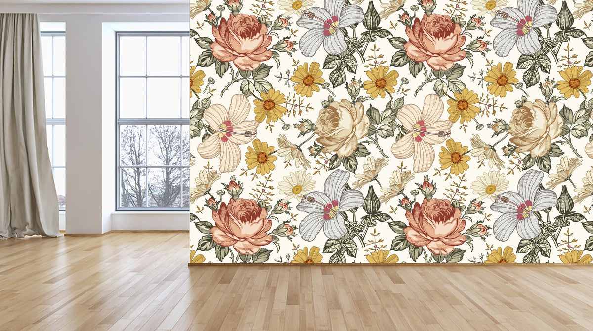 Madelyn Nursery Floral Decor Wallpaper Madelyn Nurse... | Wonderwallsboutique
