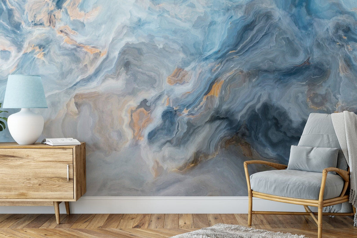 Marble aquarelle textured Wallpaper Mural - Blue and... | Wonderwallsboutique