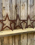 Set of 3 Rusty Metal Stars, Decorations For The Home And Garden.