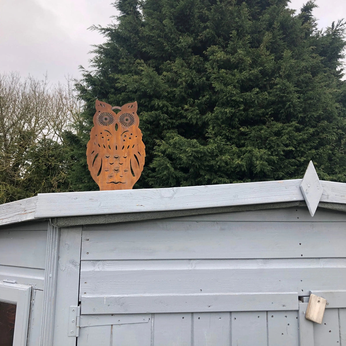 Rusty Metal Standing Owl Garden Decoration