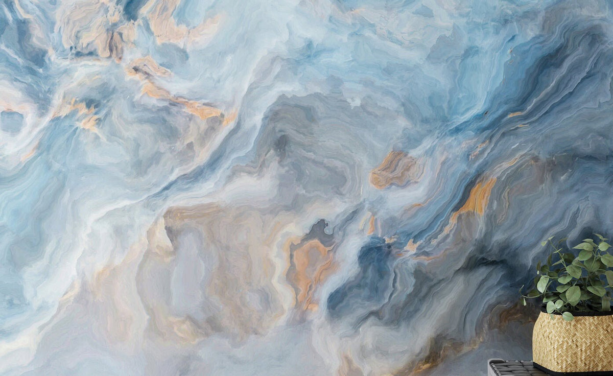Marble aquarelle textured Wallpaper Mural - Blue and... | Wonderwallsboutique