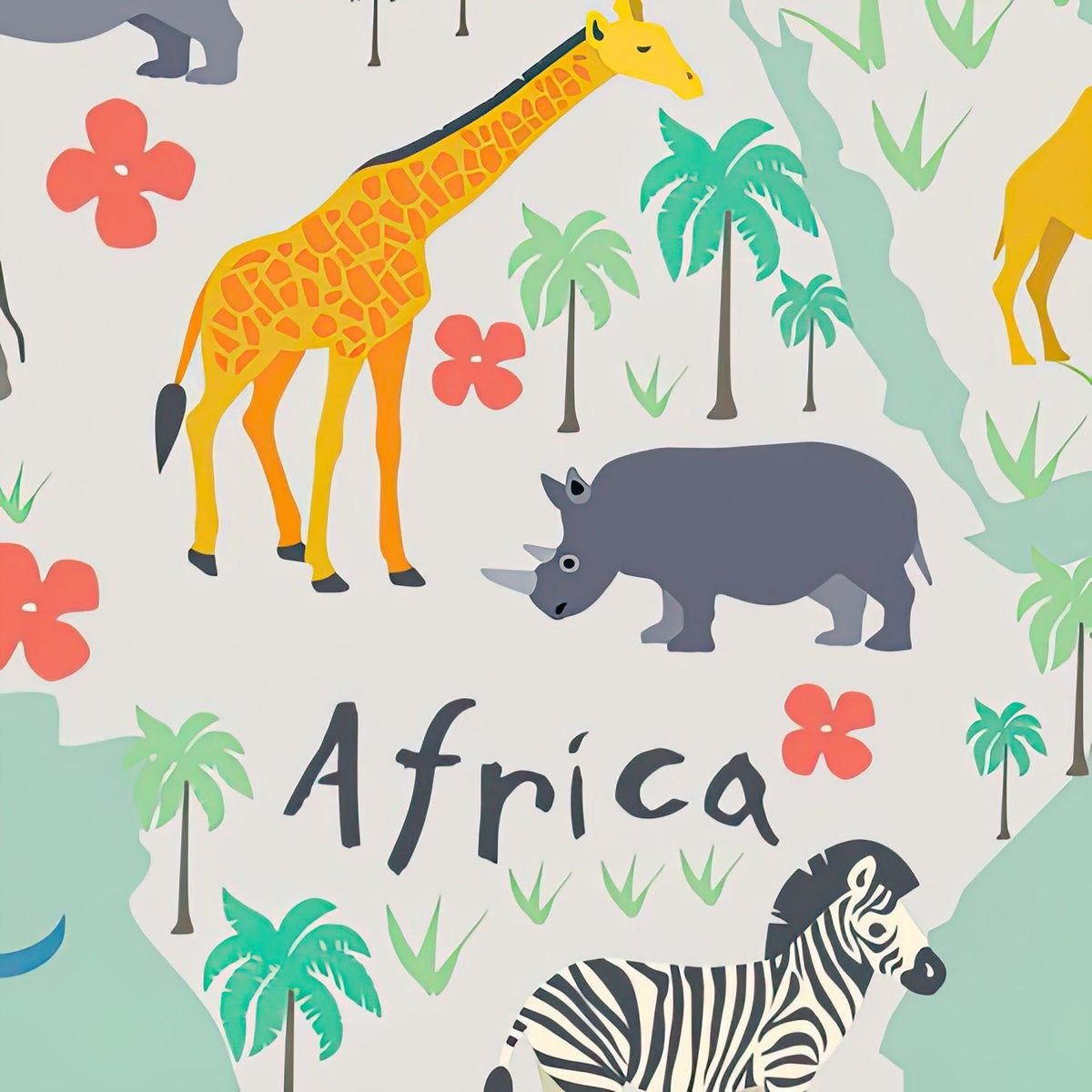 Giant Safari Kids Safari Map Wallpaper Mural Mural | Wonderwallsboutique
