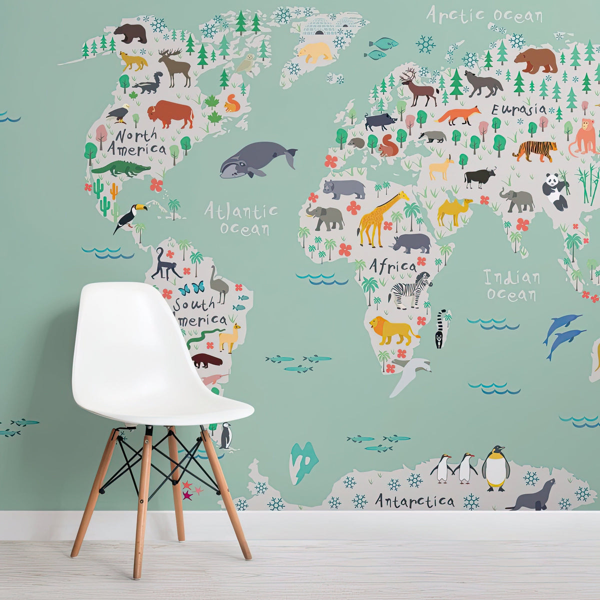 Giant Safari Kids Safari Map Wallpaper Mural Mural | Wonderwallsboutique
