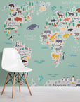 Giant Safari Kids Safari Map Wallpaper Mural Mural | Wonderwallsboutique