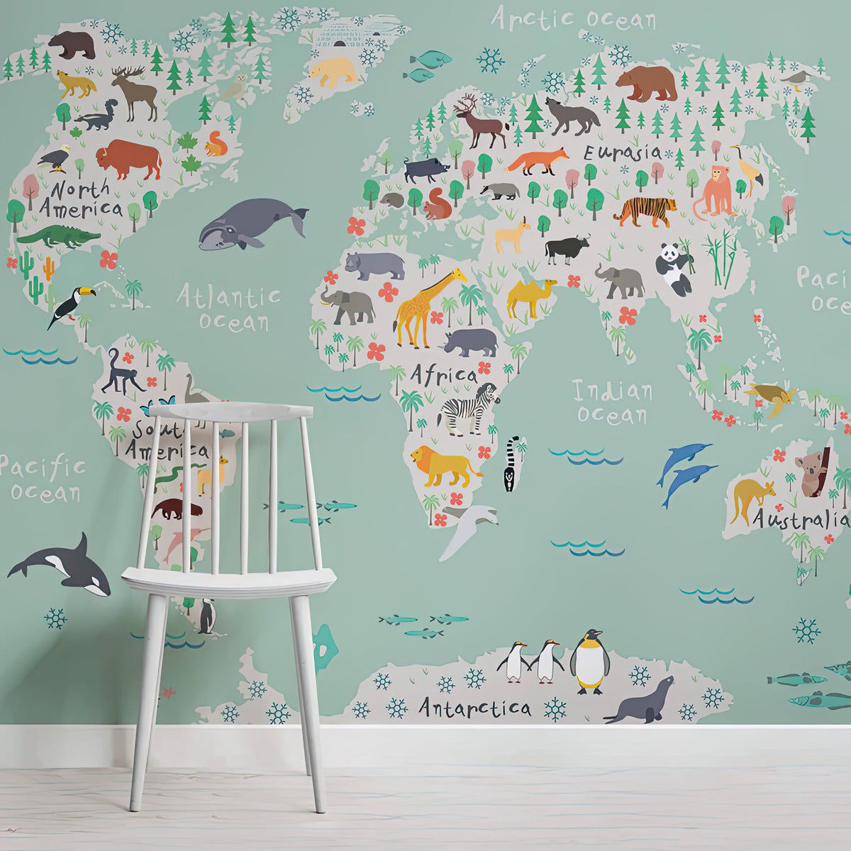 Giant Safari Kids Safari Map Wallpaper Mural Mural | Wonderwallsboutique