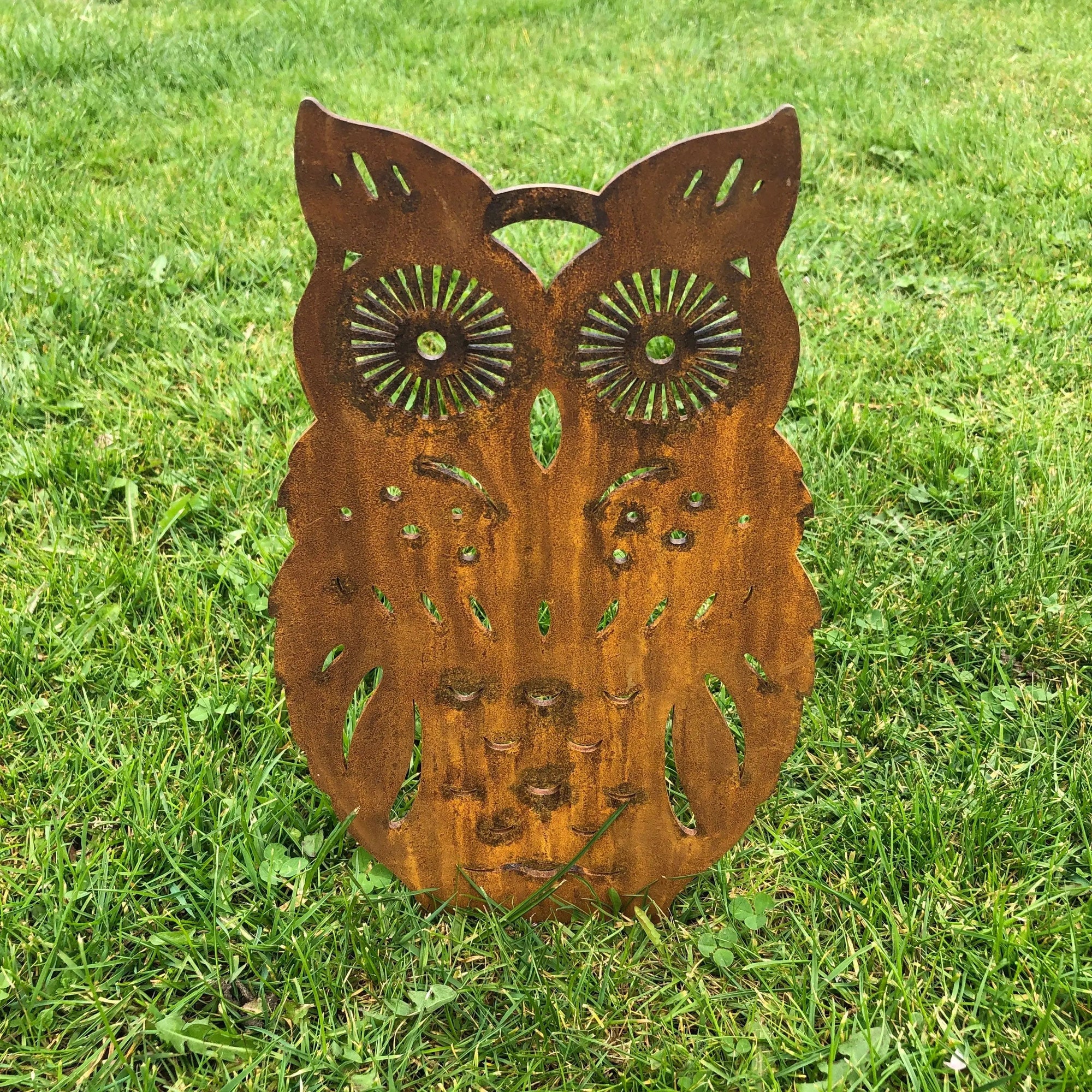 Rusty Metal Standing Owl Garden Decoration
