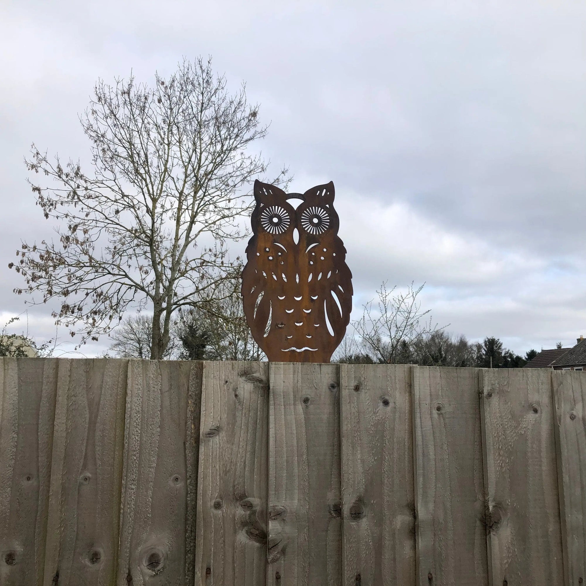 Rusty Metal Standing Owl Garden Decoration