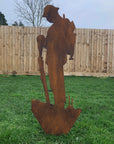 Rusty Metal Lest We Forget Soldier Decoration Statue, Remembrance Feature