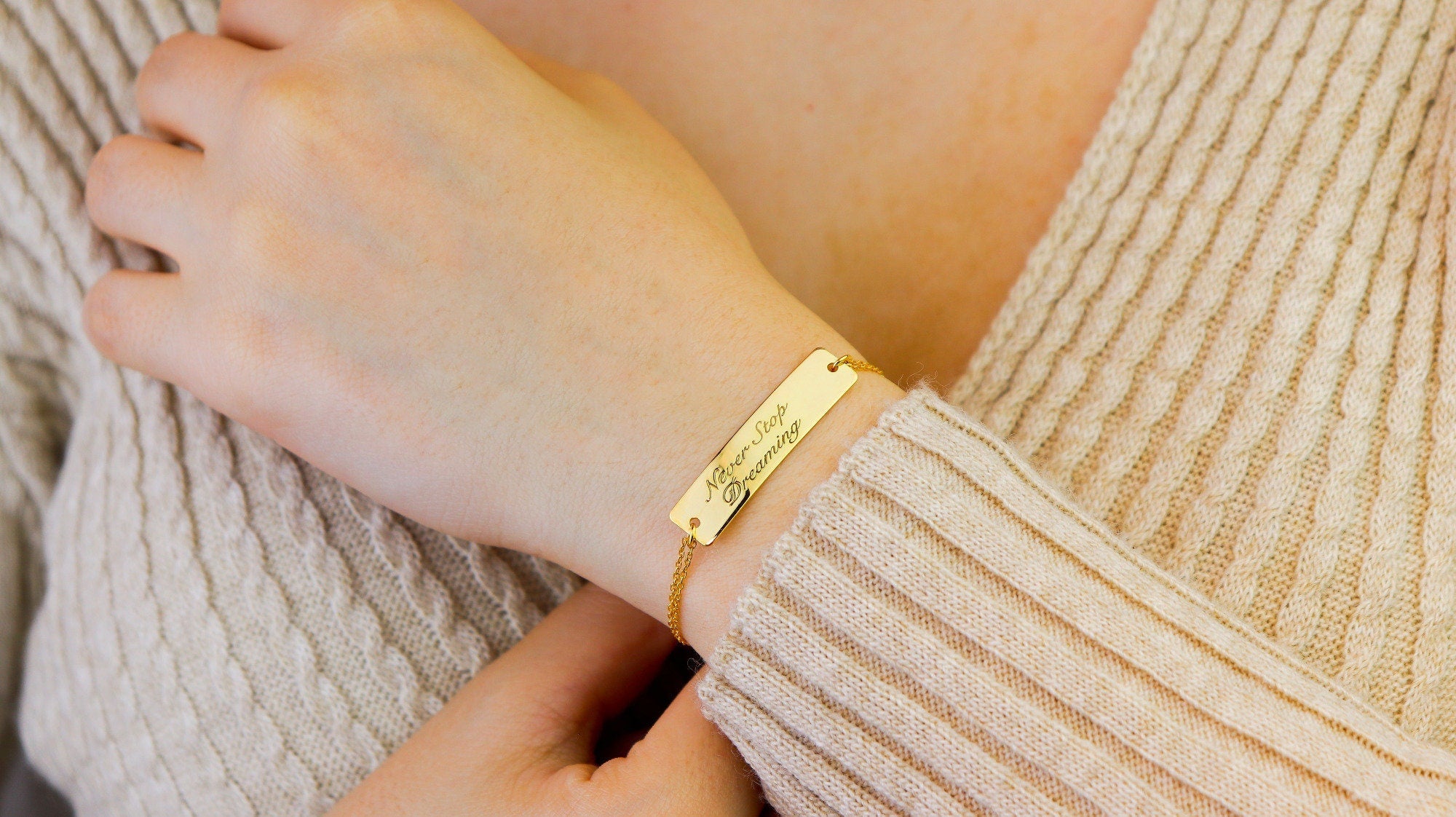 Actual Handwriting Bar Bangle