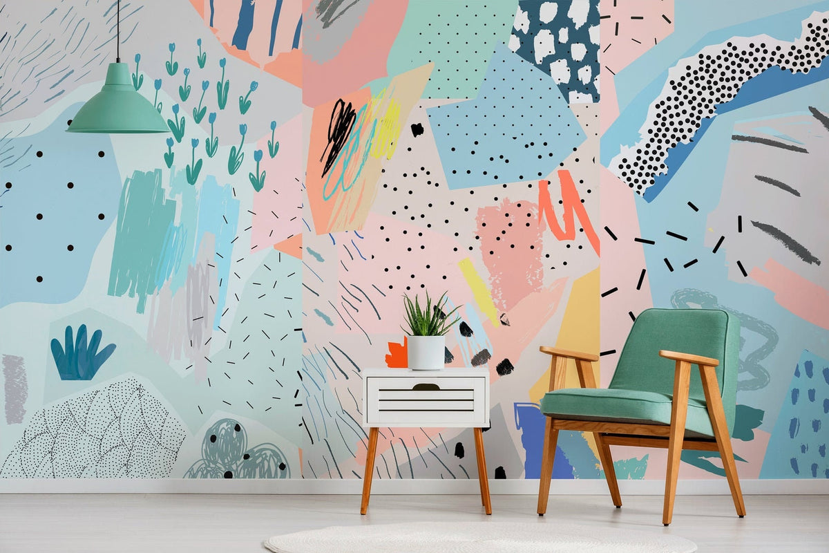 Abstract Pop Art Mural Peel and Stick Wallpaper | Wonderwallsboutique