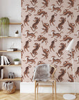 Boho Neutral Rose Tiger Wallpaper Removable Peel and... | Wonderwallsboutique