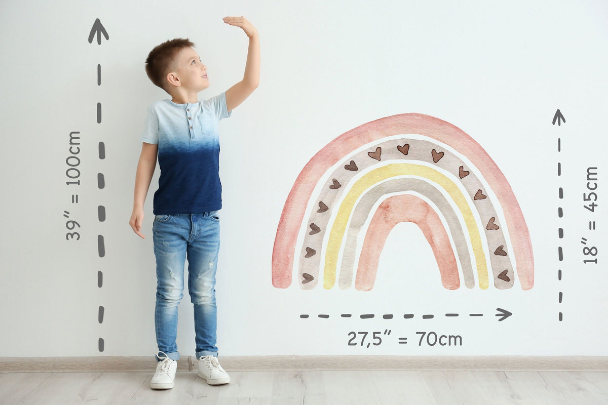 Medium Boho Rainbow Wall Sticker Mural Ideal for Nursery, Kids Room, Photo Prop, Baby Shower, Rainbow Baby, Bedroom Decoration