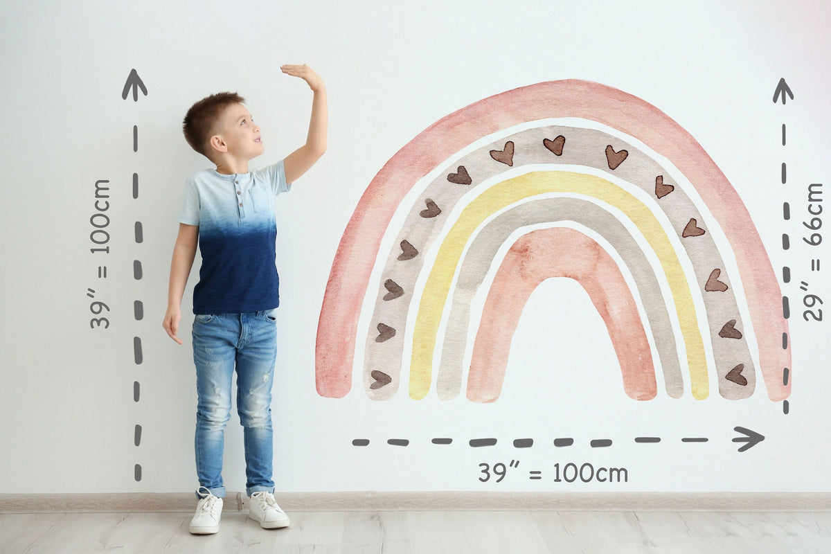 Medium Boho Rainbow Wall Sticker Mural Ideal for Nursery, Kids Room, Photo Prop, Baby Shower, Rainbow Baby, Bedroom Decoration