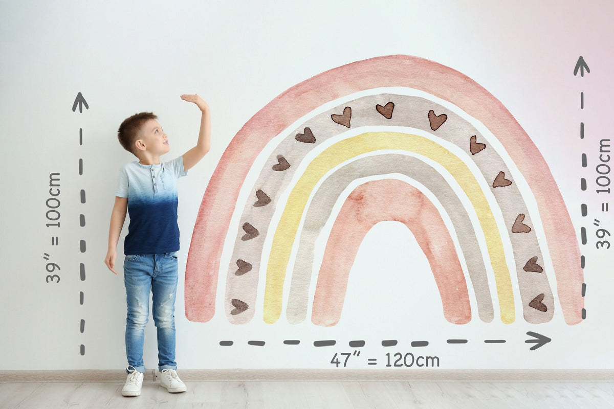 Medium Boho Rainbow Wall Sticker Mural Ideal for Nursery, Kids Room, Photo Prop, Baby Shower, Rainbow Baby, Bedroom Decoration