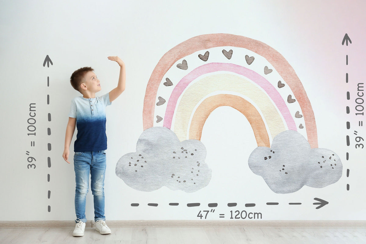 Rainbow wall decal, Nursery wall decal, rainbow wall stickers, large rainbow wall decal, watercolor rainbow decal, boy wall decal Kids room
