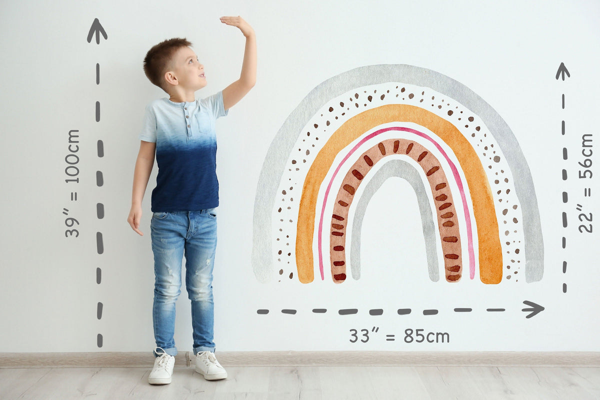 Large Watercolour Rainbow Wall Sticker Mural Ideal for Nursery, Kids Room, Photo Prop, Baby Shower, Rainbow Baby, Bedroom Decoration