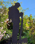 Rusty Metal Lest We Forget Soldier Decoration Statue, Remembrance Feature