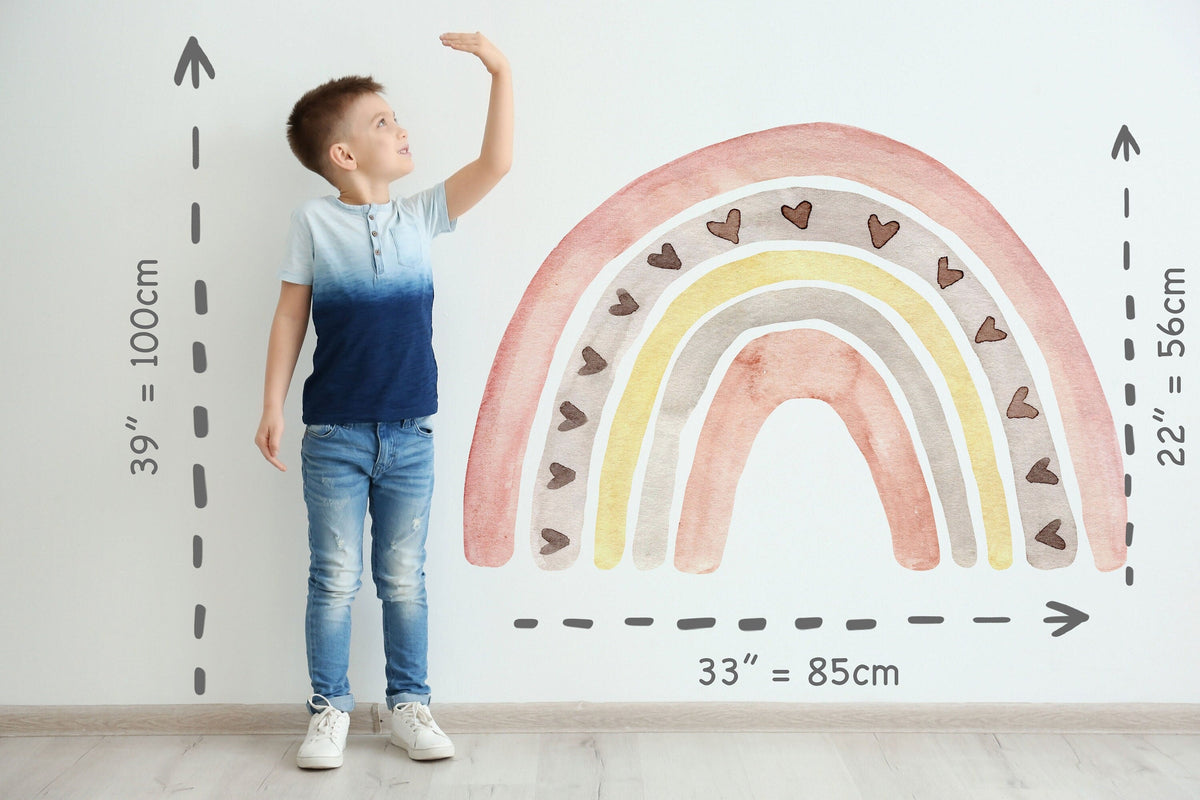 Medium Boho Rainbow Wall Sticker Mural Ideal for Nursery, Kids Room, Photo Prop, Baby Shower, Rainbow Baby, Bedroom Decoration