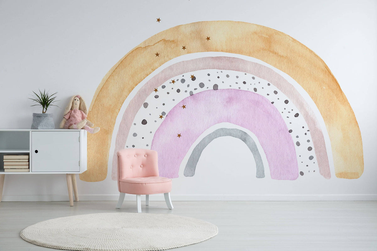 Large Floral Rainbow Wall Sticker Mural Ideal for Nursery, Kids Room, Photo Prop, Baby Shower, Rainbow Baby, Bedroom Decoration
