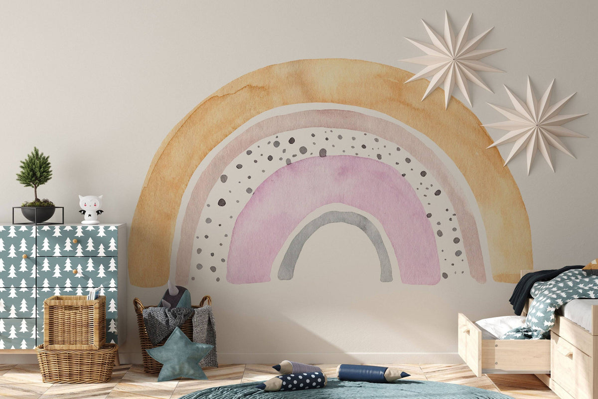 Large Floral Rainbow Wall Sticker Mural Ideal for Nursery, Kids Room, Photo Prop, Baby Shower, Rainbow Baby, Bedroom Decoration