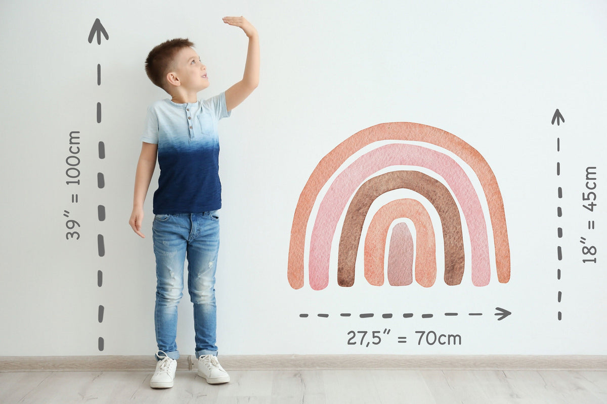 Large Rainbow Wall Sticker With Heart Raindrops Mural Ideal for Nursery, Kids Room, Photo Prop, Baby Shower, Rainbow Baby