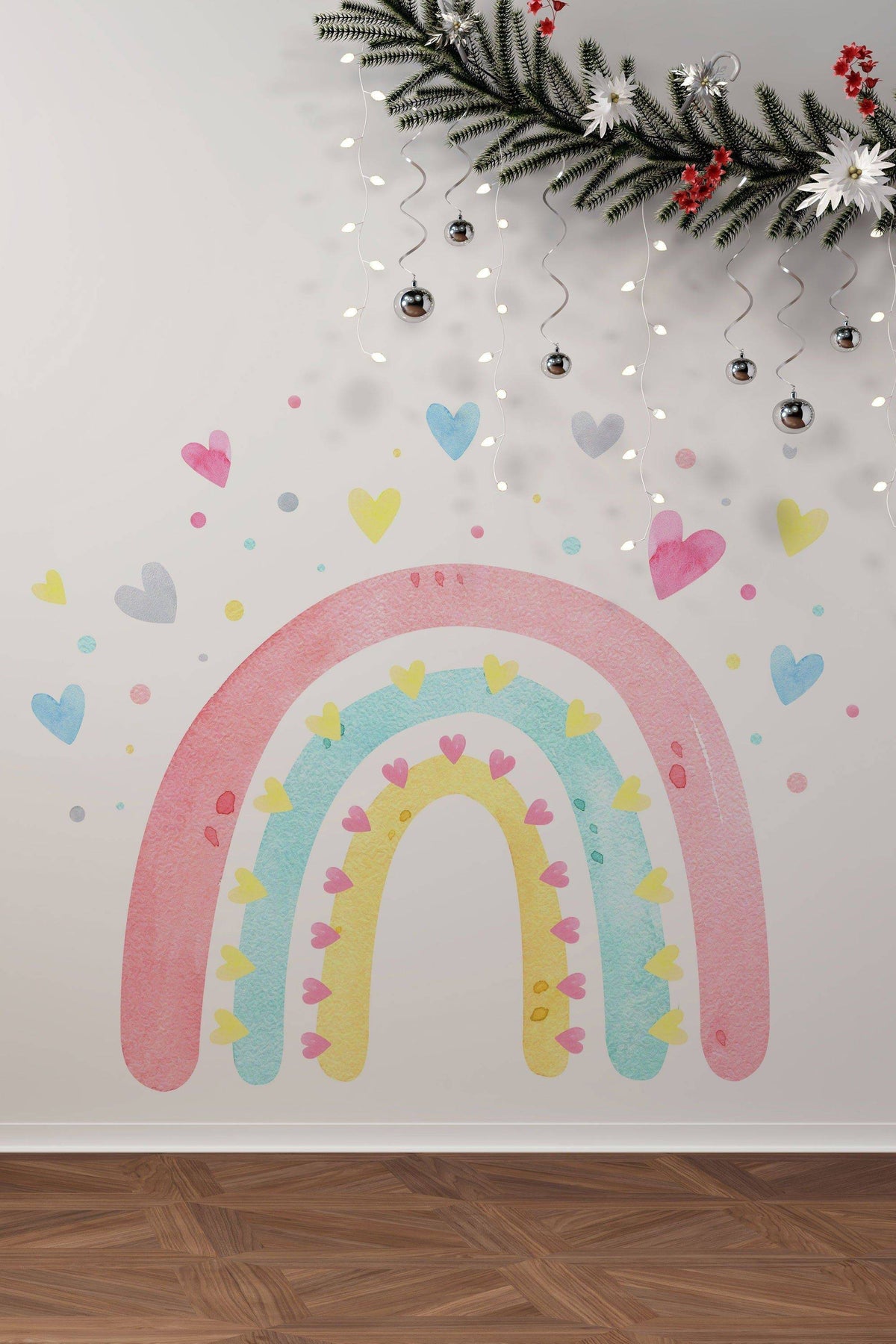 Boho Watercolor Playroom Kids, Mural Ideal Nursery Decor, Boho Rainbow Wall Stickers, Wall Decor, Girl Bedroom, Photo Prop, Baby Shower