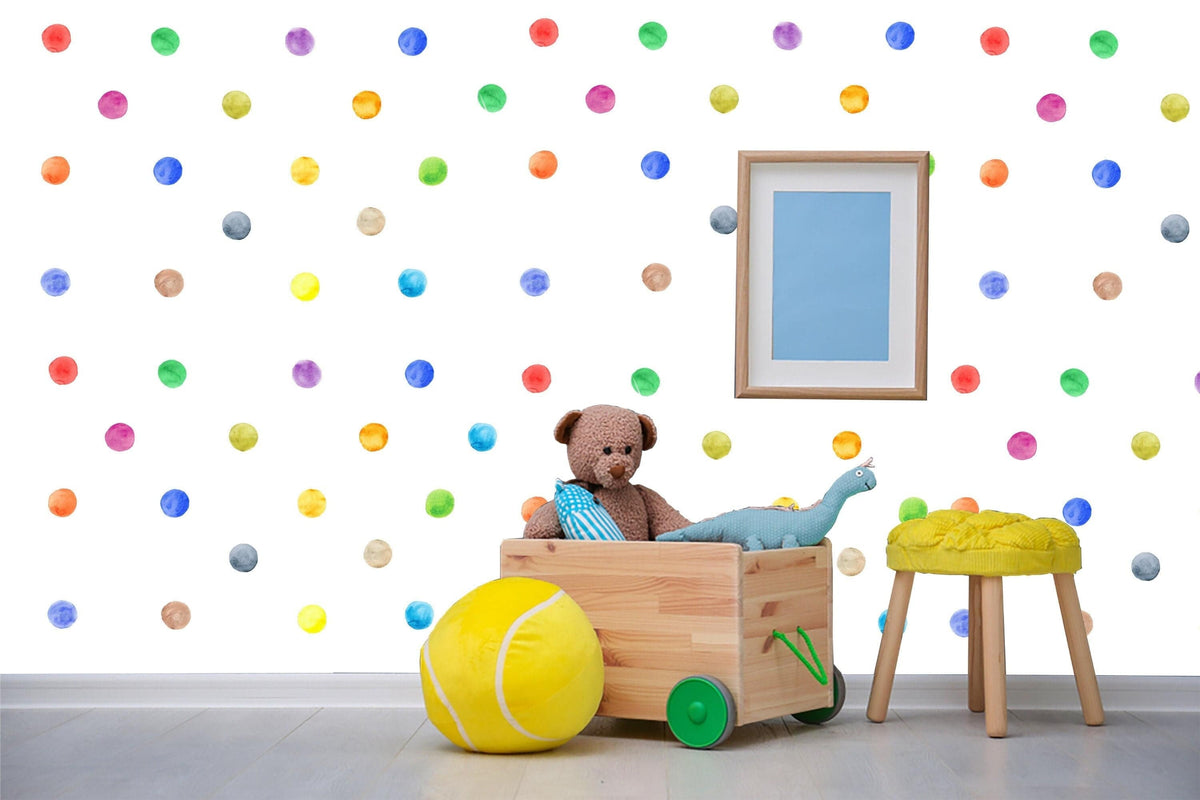 Watercolor Dots Wall Stickers, Irregular - Shaped Dots Polka Dots, Dot Wall Stickers - Peel and Stick Wall Stickers Kids Room Decor, Nursery