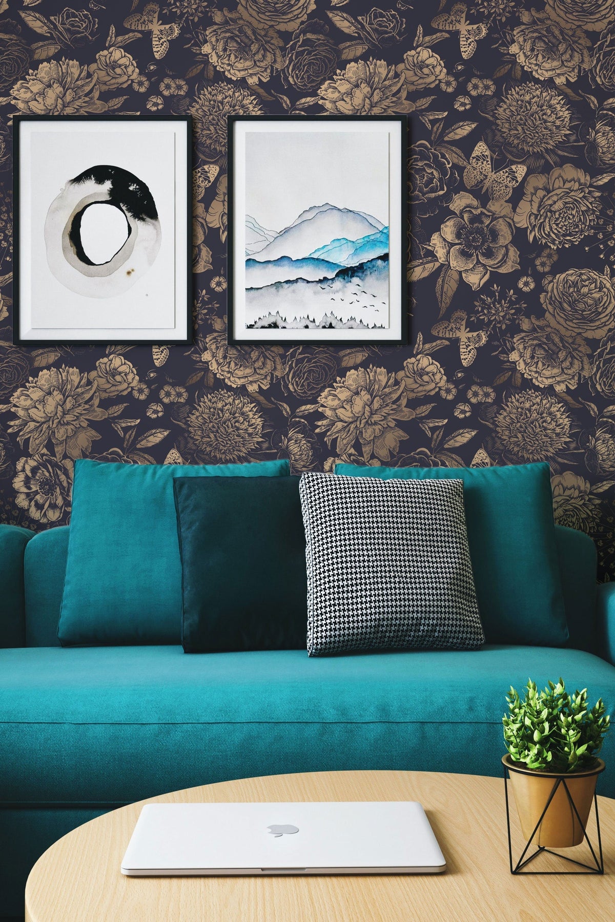 Vintage Flower Gold Color Wallpaper Peel and Stick | Wonderwallsboutique