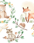 Forest Animals Nursery Wall Decal Sticker, Woodland Animals Wall Art, Watercolor Wall decal for kids
