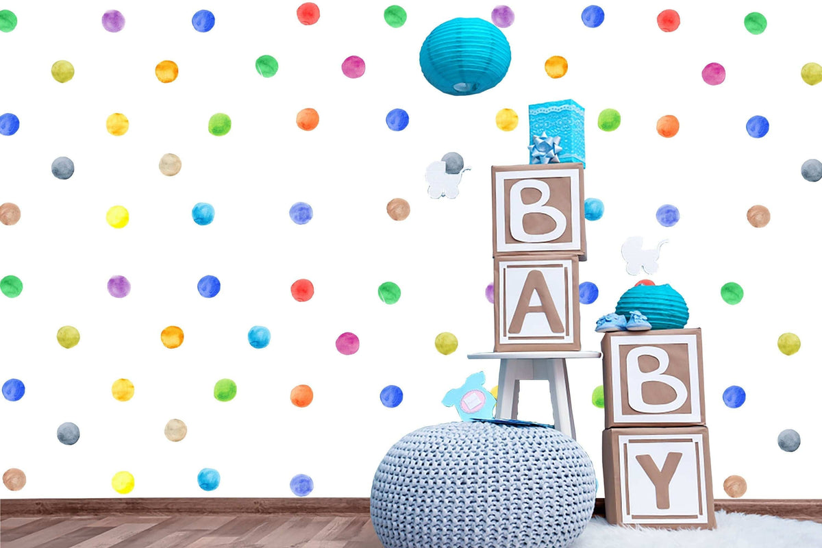 Watercolor Dots Wall Stickers, Irregular - Shaped Dots Polka Dots, Dot Wall Stickers - Peel and Stick Wall Stickers Kids Room Decor, Nursery