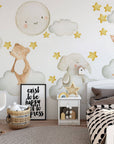 Watercolor Cloud Animals | Nursery Wall Decal | Watercolor Animals | Wall Art | Nursery Wall Stickers | Girls Sticker Kids