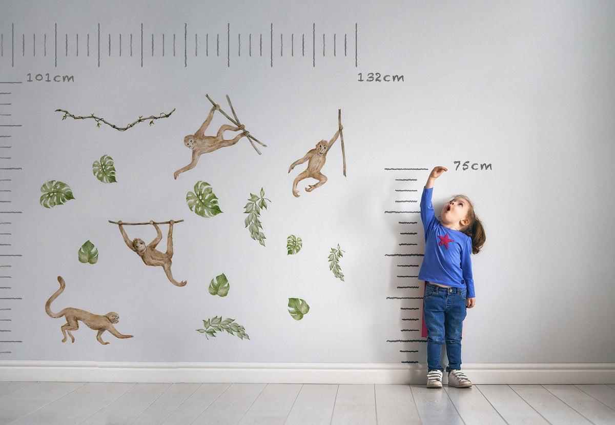 Safari Animals Wall Decal | Nursery Wall Decal | Jungle Animals | Tropical Monkey Wall Stickers | Wall Decal For Kids