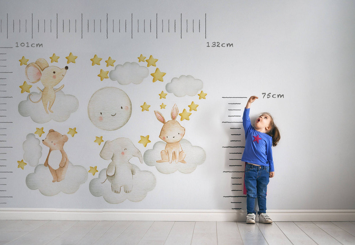 Watercolor Cloud Animals | Nursery Wall Decal | Watercolor Animals | Wall Art | Nursery Wall Stickers | Girls Sticker Kids