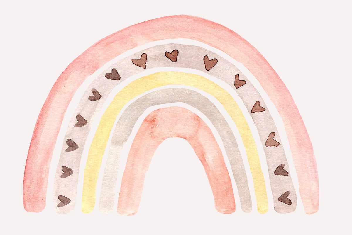 Watercolor Rainbow Rain Clouds Hearts Wallpaper Rain... | Wonderwallsboutique